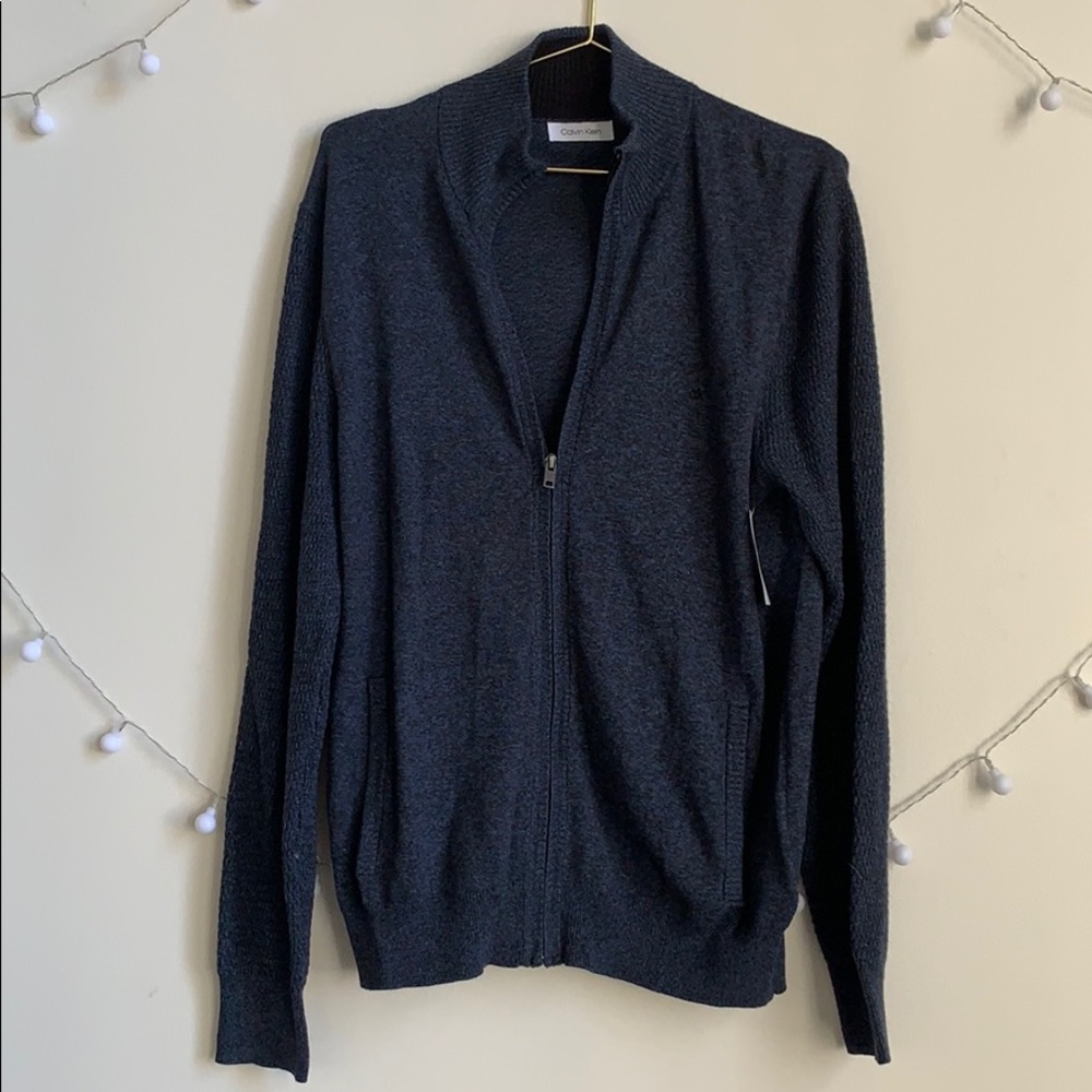 Never worn Calvin Klein navy zip up sweater